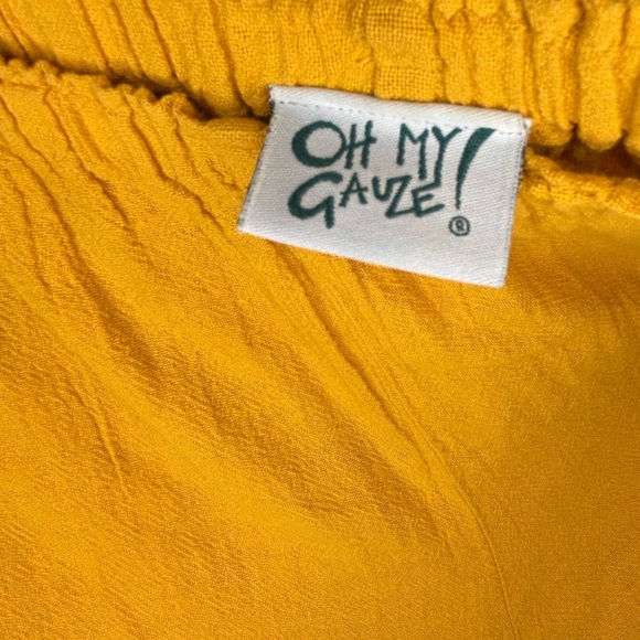 Oh My Gauze! Cloud Pant Size 1 Mustard Yellow Cropped Lightweight Lagenlook Boho - Picture 5 of 8